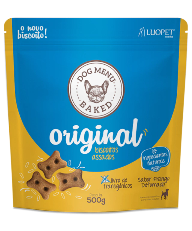 Biscoito Dog Menu Baked Original 500g — Frango Defumado Natural para Cães