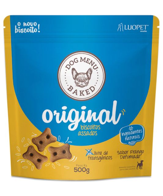 Biscoito Dog Menu Baked Original 500g — Frango Defumado Natural para Cães