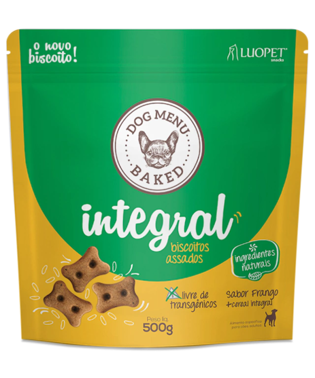 Biscoito Dog Menu Baked Integral 500g — Cereal Integral Natural para Cães