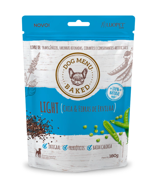 Biscoito Dog Menu Baked Light 180g — Chia e Fibra de Ervilha para Cães