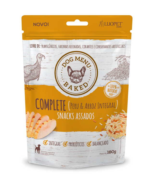 Biscoito Dog Menu Baked Complete 180g — Peru e Arroz Integral para Cães