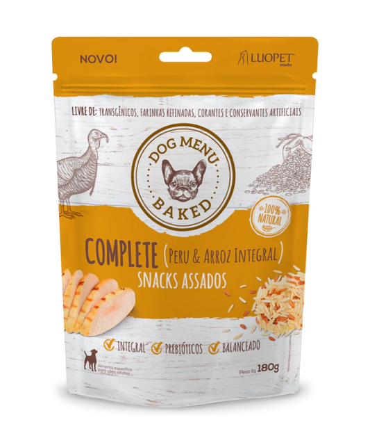 Biscoito Dog Menu Baked Complete 180g — Peru e Arroz Integral para Cães